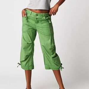 Free People Green Cropped Cargo Pants